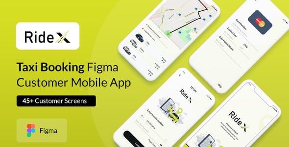 RideX Taxi Booking Figma Mobile App