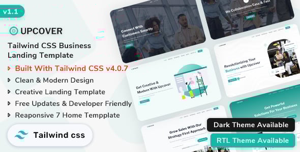 Upcover - Tailwind CSS Business & Corporate Landing Template (Tailwind CSS v4)