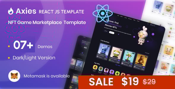 Axies - NFT Marketplace React Js Template Axies - NFT Marketplace React Js Template
