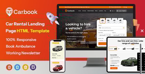 Carbook - Car Rental Landing Page HTML Template