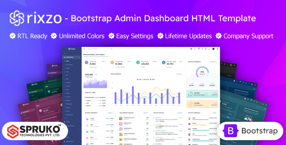 Rixzo - Bootstrap Admin HTML Dashboard Template - Admin Templates Site Templates