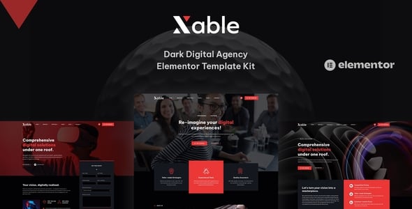 Xable - Dark Digital Agency Elementor Pro Template Kit