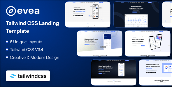 Evea - Tailwind CSS Landing Page Template