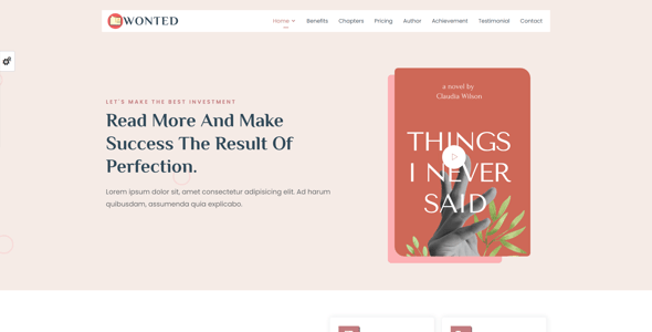Wonted - Book & Author Landing page